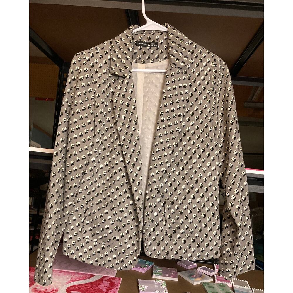 8 Atmosphere brand panda bear print pattern blazer jacket grey gray